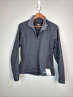 Mountain Equipment Company light hiking jacket fleece black zip up pockets
